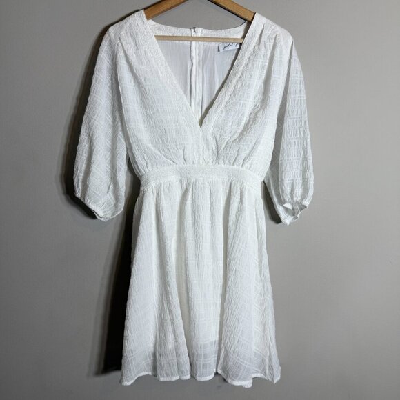 Petal + Pup Quinnie Balloon Sleeve Mini Dress Women's Large White Party Bridal - Picture 5 of 14